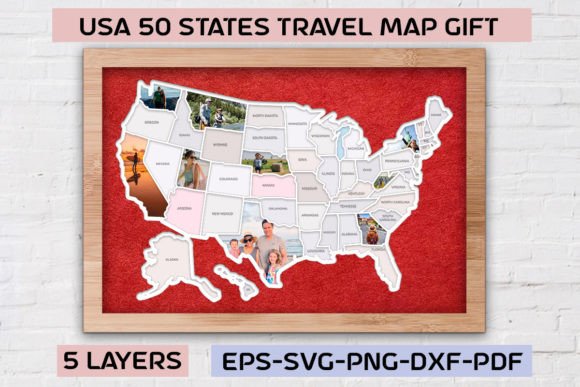 Download USA Travel Push Pin Map SVG Laser Cut - Travel Collection