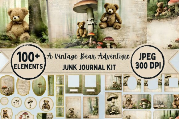 Download Vintage Bear Adventure Junk Journal Kit - Adventure Collection