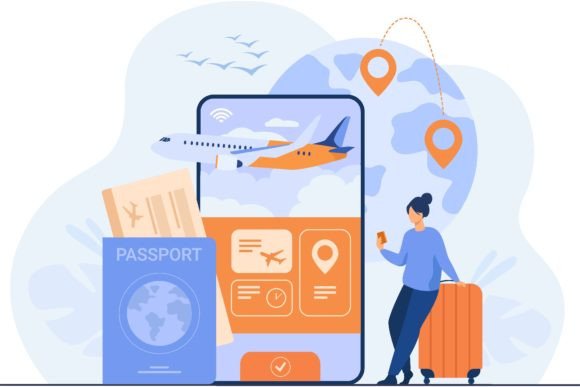 Download Online App for Tourism. Traveler with Mo - Travel Collection