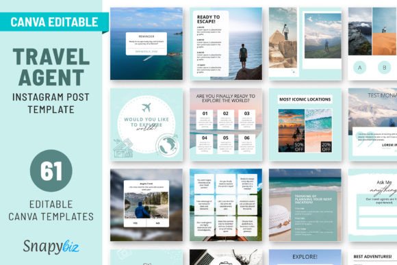 Download Travel Agent Instagram Canva Templates - Travel Collection