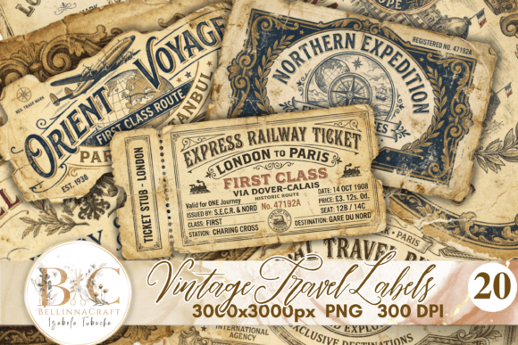 Download Vintage Travel Labels PNG Bundle - Travel Collection